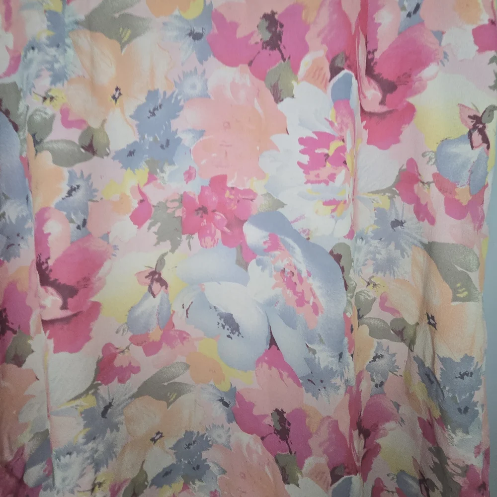 Valerie Stevens Y2K A-Line Silk Skirt in Pink and Cream Floral, Size 10P
